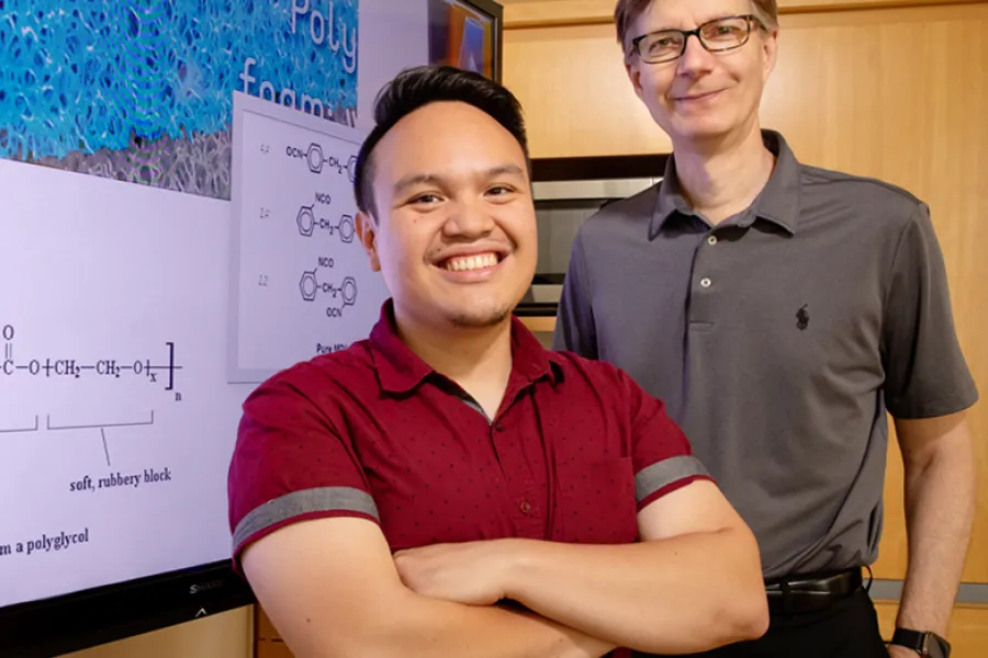 U. of I. chemistry professor Steven Zimmerman, graduate student Ephraim Morado and their colleagues are inventing new ways to degrade polyurethane and reuse the waste 
