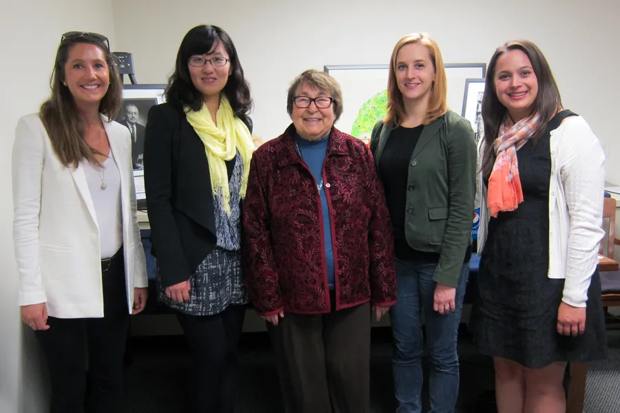 Blanche Sudman and winners: from left to right- Stephanie Timm, Dongying Li, Blanche Sudman, Kaye Usry, and Katherine Ann Magerko. 