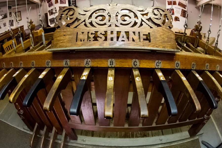 The renovated chimes player in Altgeld Hall. 