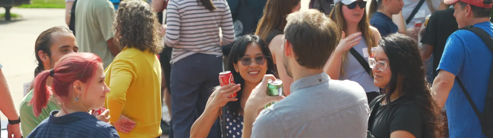 Students gathering at a social event