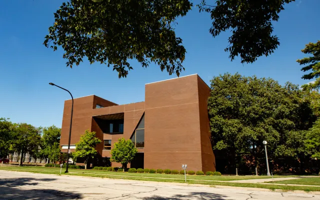 An exterior picture of the HRI building