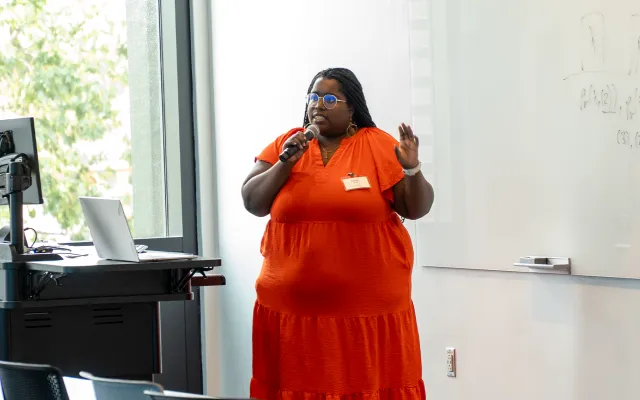 A student presenting at the SPP Symposium