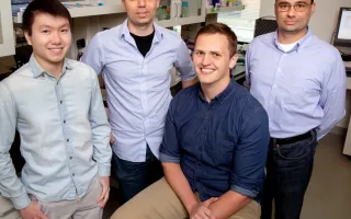 Illinois researchers pictured, from left: graduate student Colin Lim, professor Thomas Gaj, graduate student Michael Gapinske, professor Pablo Perez-Pinera. 