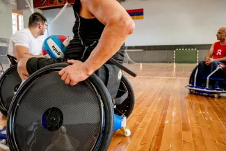 Athletes testing the new wheelchairs