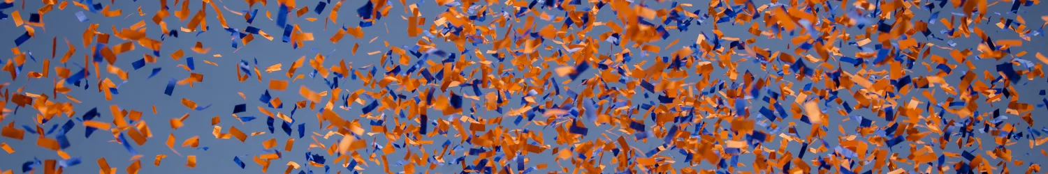 orange and blue confetti