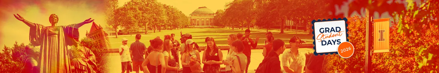 decorative montage of graduate students and campus